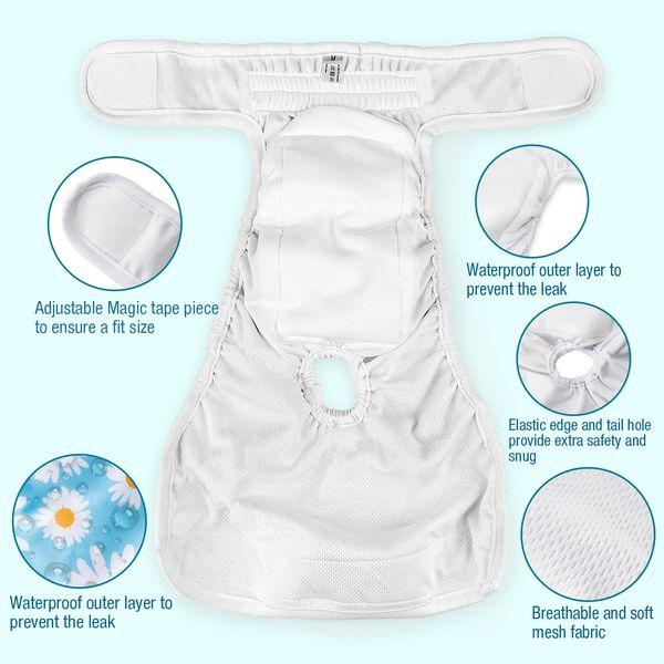 Pet Soft Dog Nappies Female - Washable Female Period Pants for Dogs Pets, Incontinence Reusable Dog Diapers 3Pack 2