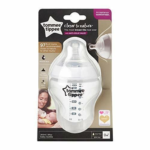 Tommee Tippee Closer to NatureÂ® Baby Bottles, Breast-Like Teat with Anti-Colic Valve, 260ml, Clear 1