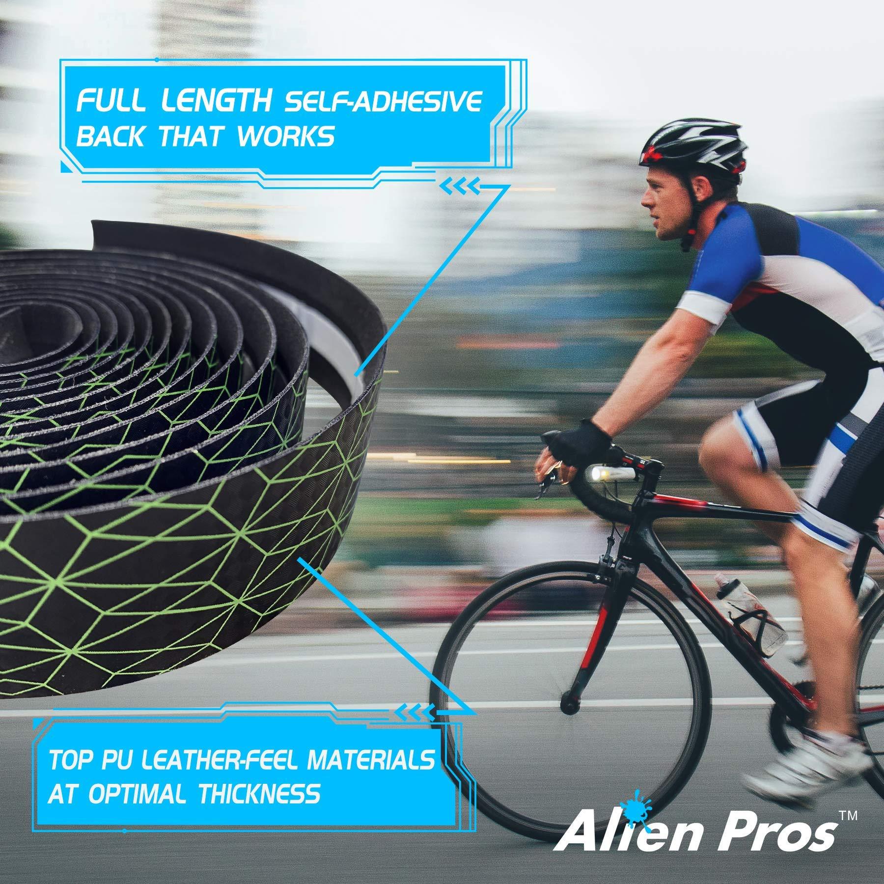 Alien Pros Bike Handlebar Tape Carbon Fiber (Set of 2) Black Yellow - Enhance your bike grip with these bicycle handle bar tape - Wrap your bike for an awesome comfortable ride 6