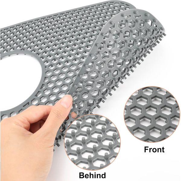 2PCS Silicone Sink Mat, Folding Non-slip Sink Protector, Sink Grid Mats for Bottom of Kitchen Bathroom Farmhouse Sink (Rear Hole) 3