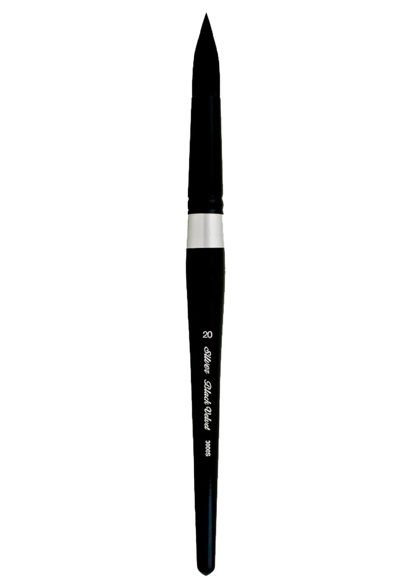 Silver Brush Limited 3000S20 Black Velvet Round Brush for Watercolour, Size 20, Short Handle