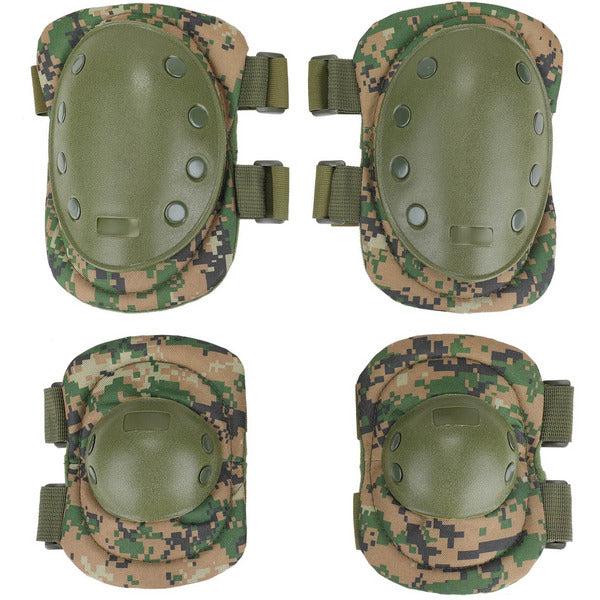 BAIGIO 4 pcs Protective Gear Set for Adults Teens Kids Knee Elbow Pads for Mountain Climbing (Camouflage Black)
