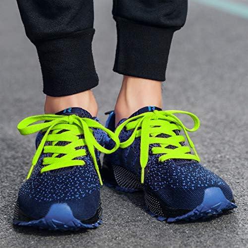 FILWO Shoe Laces Flat Trainer Shoelaces - Flat Trainer Shoes Laces Working Shoelaces Replacements, Sneakers Lace Men Women Adults Kids Laces Neon Green 100 CM 1Pairs 4