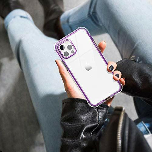 SURITCH Clear Case for iPhone 12 Pro Max 6.7"?Built in Screen Protector? 360 Full Body Hybrid Protection Hard Shell+Soft TPU Rubber Purple Bumper Rugged Case for iPhone 12 Pro Max 6.7 inch 4