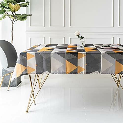 Table Cloth Geometric Shapes Triangle Modern Pattern Rectangular Square Folding Table Cover Waterproof Polyester Cotton Curtain for Kitchen Home Decor (55 * 98in/140 * 250cm) 2