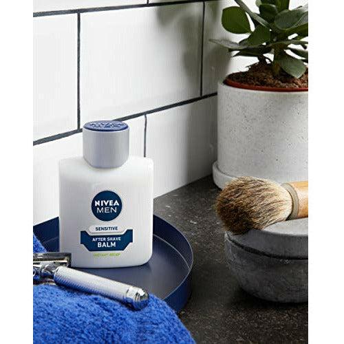 NIVEA MEN Sensitive Post Shave Balm with Zero Percent Alcohol, After Shave Balm for Men, Men's Skin Care and Shaving Essentials - Pack of 6 2