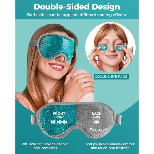 ProCIV Cooling Mask Warming Eye Mask 6 set Against Swollen, Tired Eyes, Dark Circles, Headaches, Migraines, Hangovers and Sunburn, Heat and Cool Reusable Face Mask, Face Men/Women 1