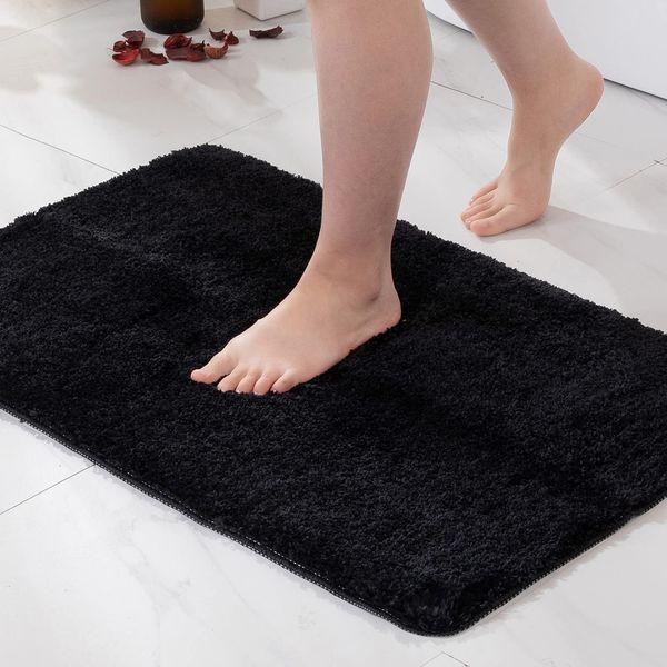 MIULEE Bath Mats Non Slip Bathroom Mats Shower Mat Absorbent Bathroom Rug Small Rug Door Mat Inside Kitchen Rugs Carpet Mat for Bathroom Bedroom Kitchen Entrance 50x80 cm Black 1