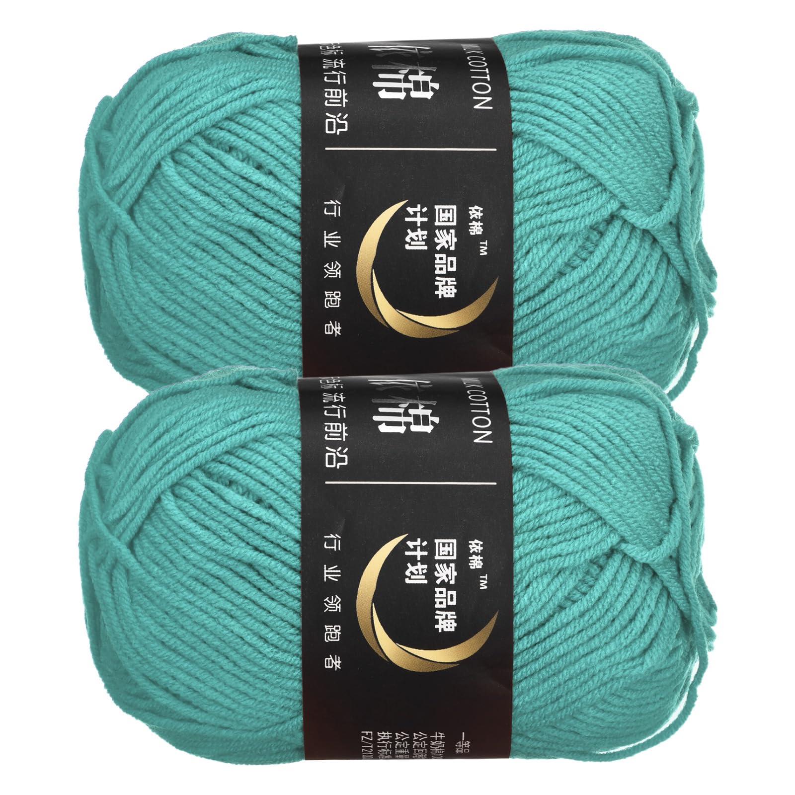 sourcing map Acrylic Yarn Skeins, 2 Pack of 50g/1.76oz Soft Crochet Yarns for Knitting and Crocheting Craft Project, Blue-Green 0