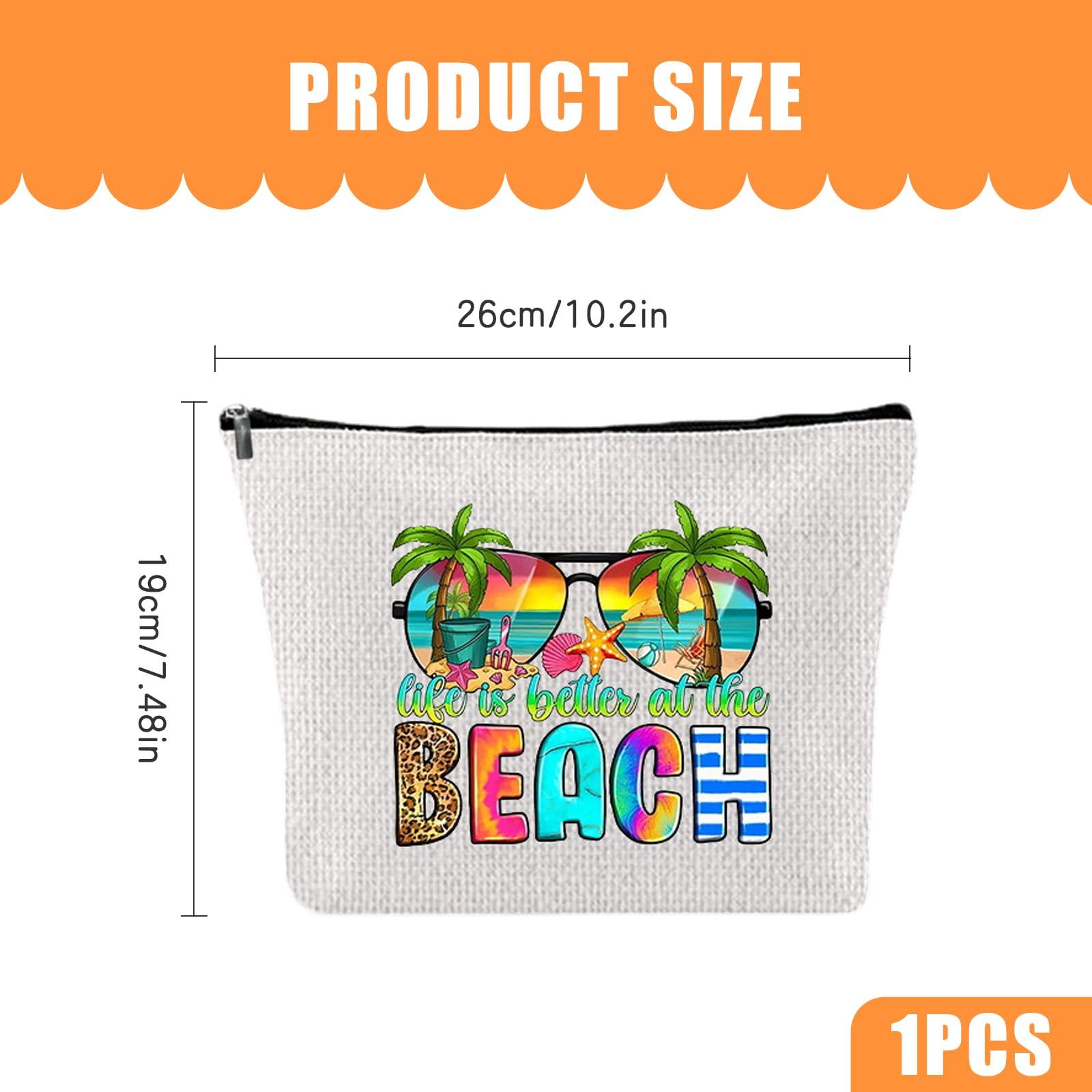 Cosmetic Bags, Makeup Bag Small for Toiletries Travel Cosmetic Bag Cotton and Linen Material, Summer Holiday Beach Seaside Cosmetic Bag Portable Versatile Zipper Cosmetic Bags for Girls Women (B) 1