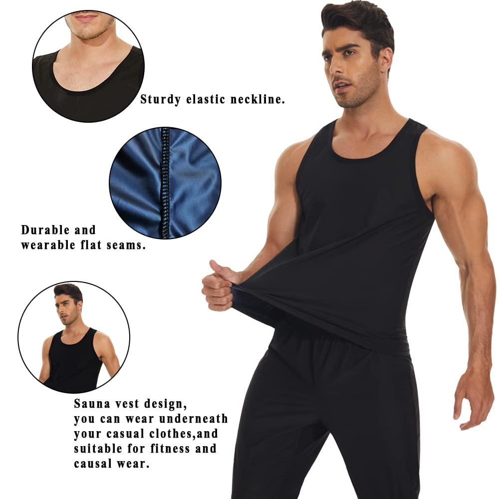 SEXYWG Sweat Vest for Men Workout Tank Tops Sauna Suit Weight Loss Shirt Gym Sport Fitness Body Shaper Waist Trainer 2