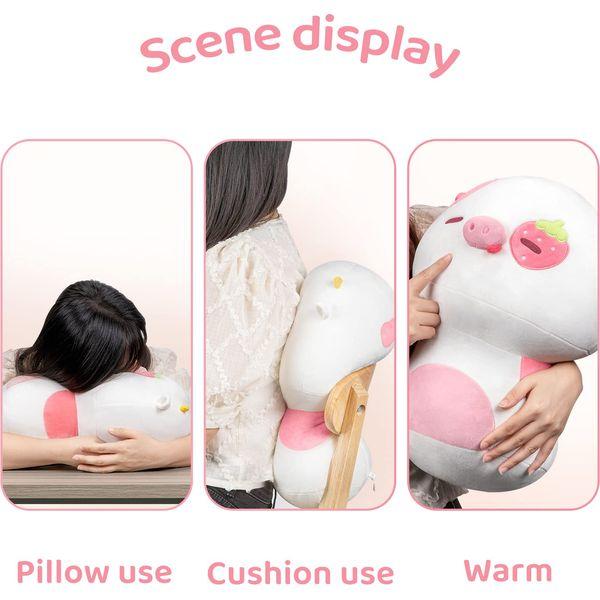 Mewaii 14'' Soft Strawberry Cow Pillows Mushroom Stuffed Animal Plush Plushie Squishy Toy - White 4