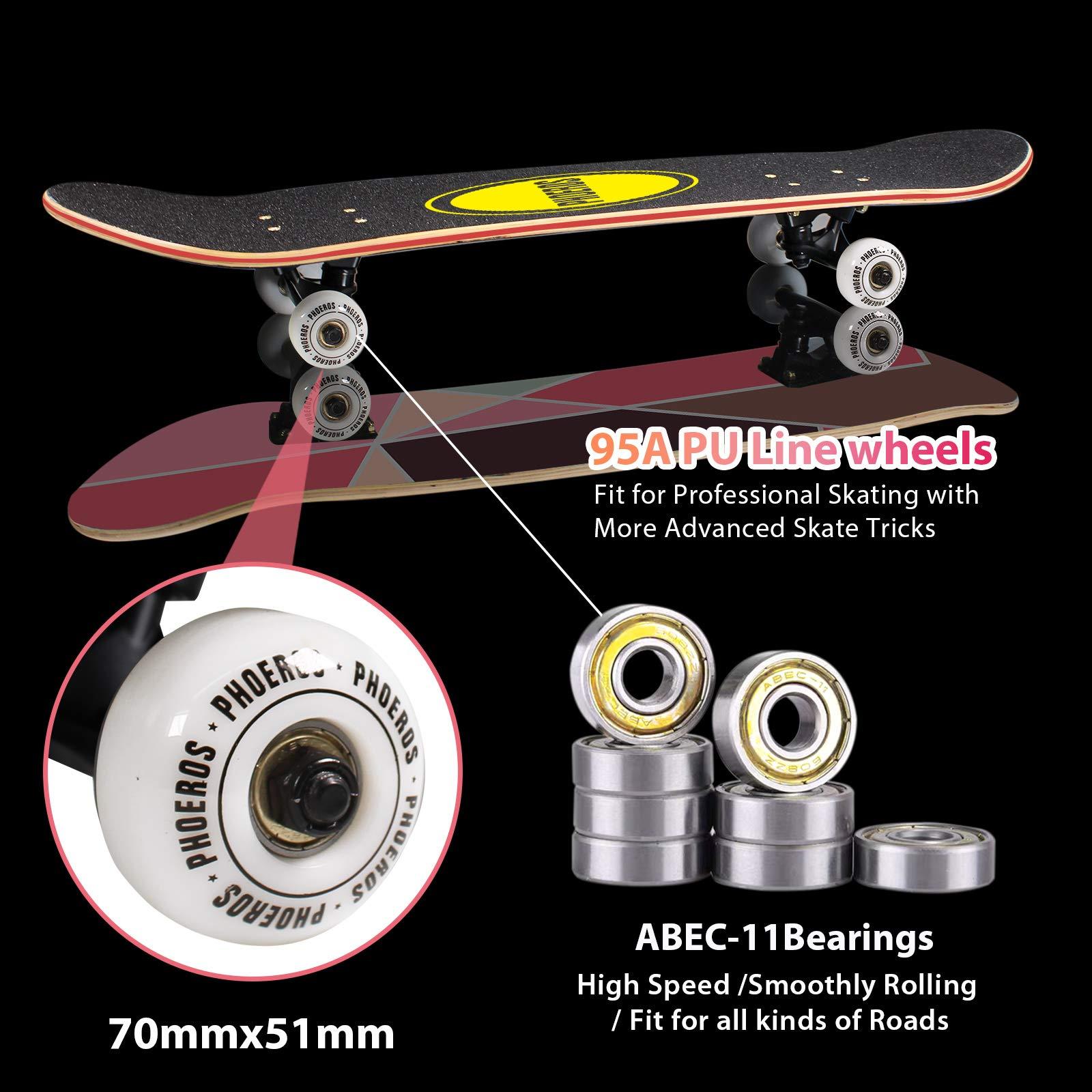 Cesulos Complete Skateboards- Standard Skateboards for Beginners Kids Boys Girls Teenager- 31''x 8''Canadian Maple Cruiser Pro Skate Board, Skateboards 3