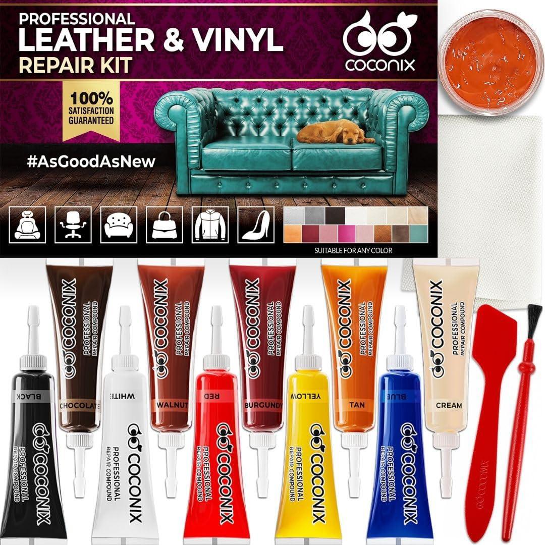 Coconix Vinyl And Leather Repair Kit - Restorer Of Your Furniture, Jacket, Sofa, Boat Or Car Seat, Super Easy Instructions To Match Any Color, Restore Any Material