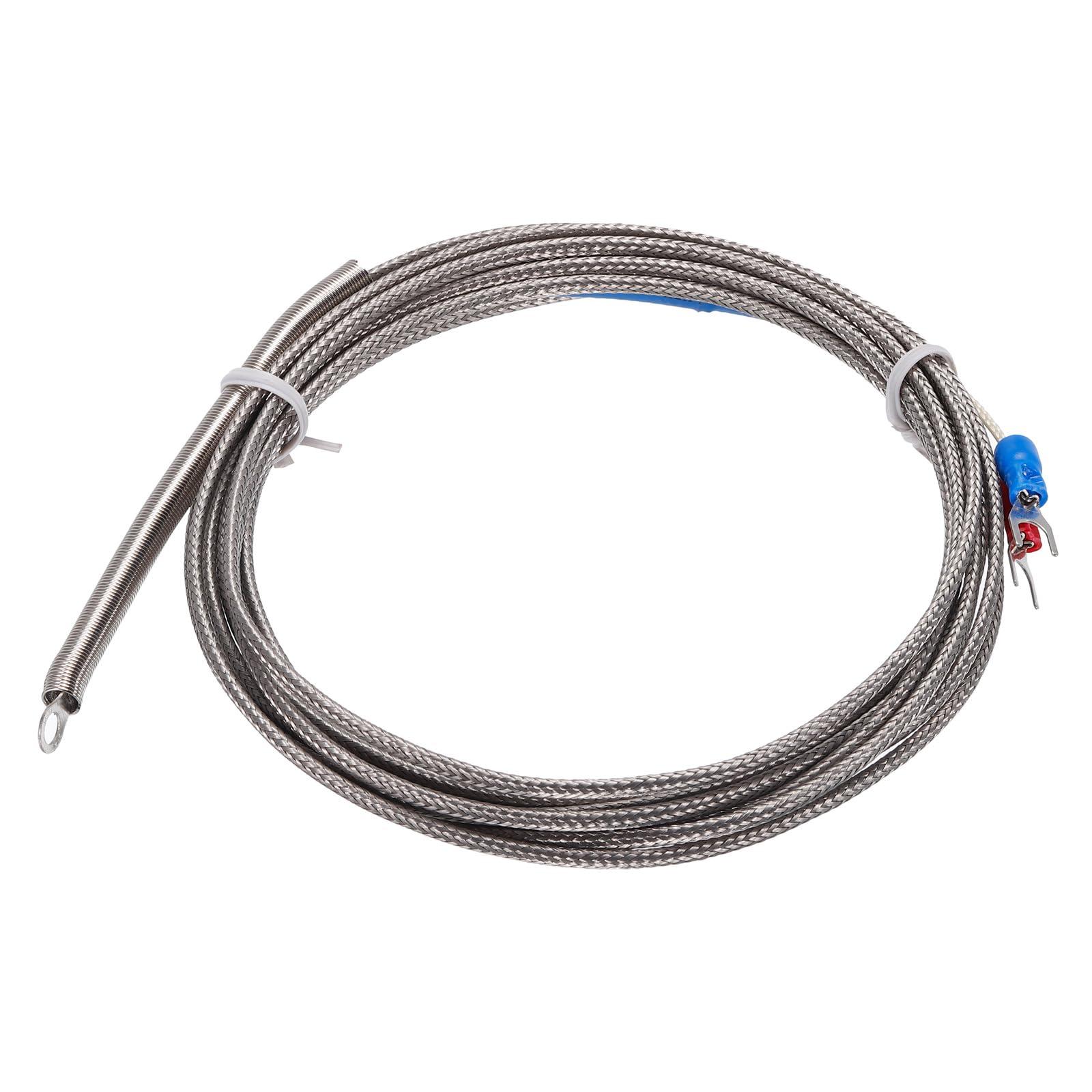 sourcing map K Type Thermocouple Temperature Sensor PT100 4mm Ring High Temperature Probe 10ft Wire 0 to 600°C(32 to 1112°F) Stainless Steel