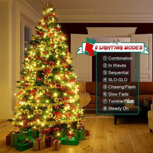 cshare Christmas Tree Lights, 3M/9.8Ft * 16 Lines 592LEDs Fairy Lights Mains Powered with 8 Light Modes,Memory & Timing Function,Waterproof for (8-10ft) Christmas Tree Indoor and Outdoor- Warmwhite 2