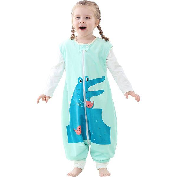 COOKY.D Unisex Baby Sleeping Bag with Feet,Wearable Breathable Toddler Sleepsack, Animal Sleeveless Sleepsuit for 5-6 Years, Green 0