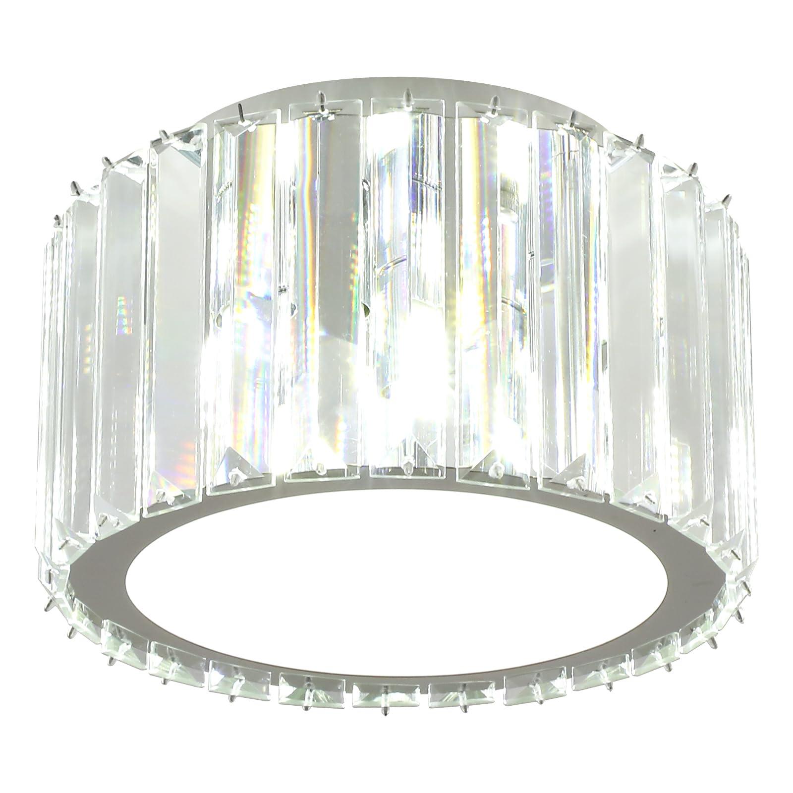 FORCOSO Crystal Light Shade Ceiling Chrome Ø22cm Round 3 Lights 0