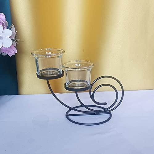 Hosoncovy Metal Tealight Candle Holder Candle Stand Decorative Wave Tealight Candle Holder Tea Light Candle Tray for Home/Garden/Wedding (Black) 2