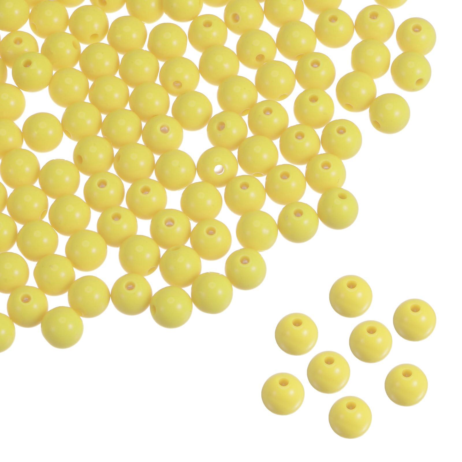 sourcing map 1700pcs Acrylic Round Beads 8mm Loose Bubble Craft Bead Assorted Candy Color for DIY Bracelet Earring Necklace Jewelry Making, Light Yellow
