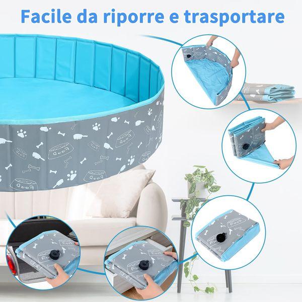 COMSLE Hard Pool for Large Dogs 80 cm / 120 cm / 160 cm PVC Bath Tub Folding Non Slip and Non-Toxic Children Pool Indoor Outdoor Bone 3