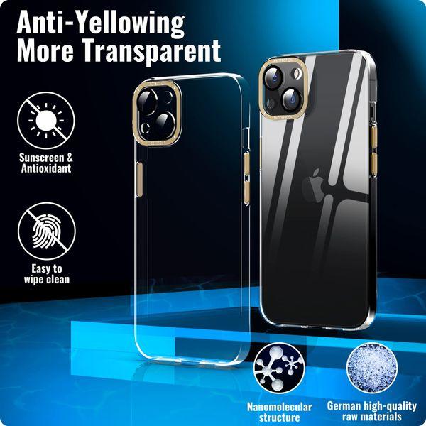 Supdeal [2023 NEW] Ultra Thin Clear Case for iPhone 13 with Camera Protection [Phone Speaker Dustproof] [Sensitive Metal Buttons] Anti-Yellow Super Transparent Slim Phone Cover, 6.1", Blue 1