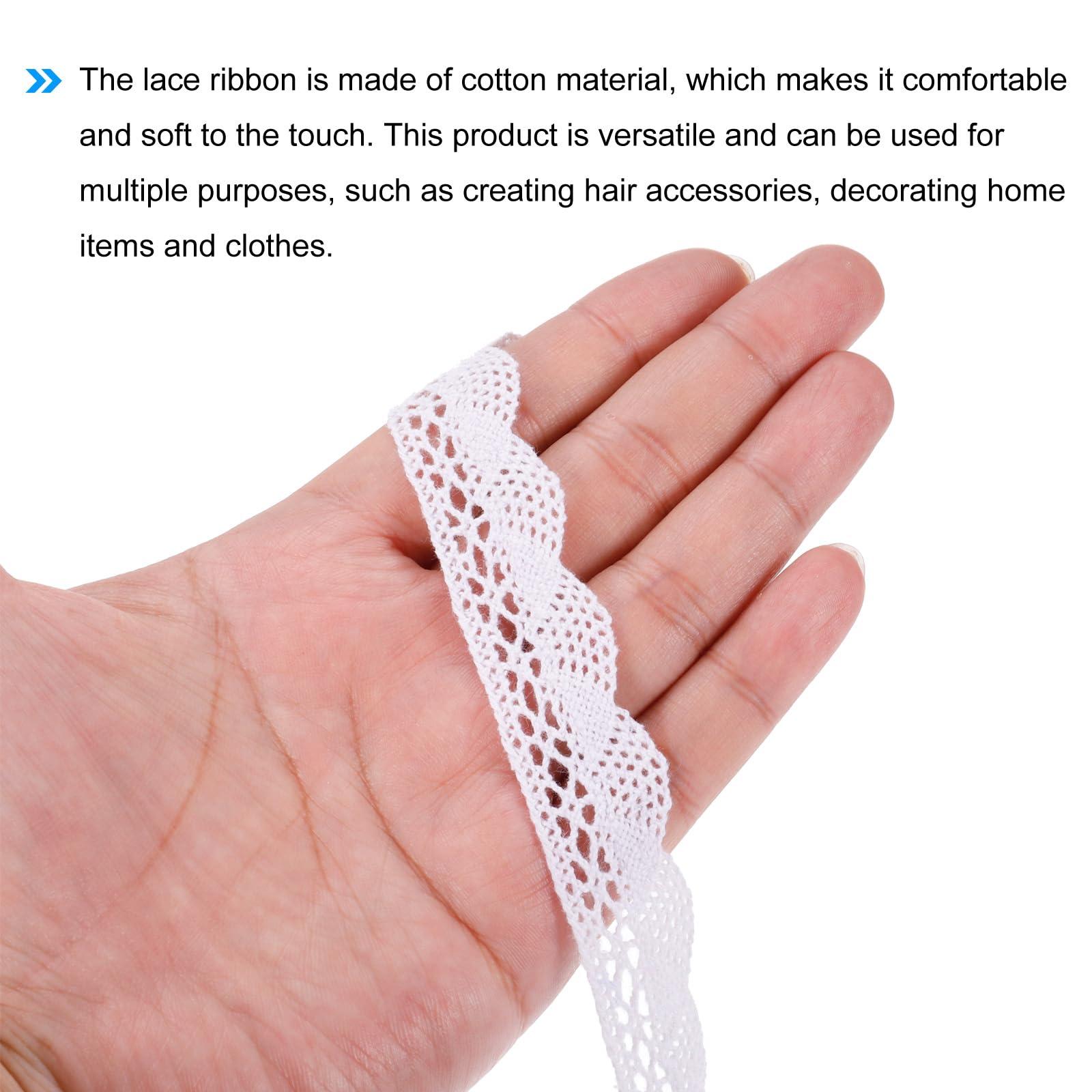 sourcing map Lace Ribbon 30 Yards 0.79 Inch Cotton Lace Trim for Craft,Gift Wrappers,Headbands,Wedding White Style 5 3