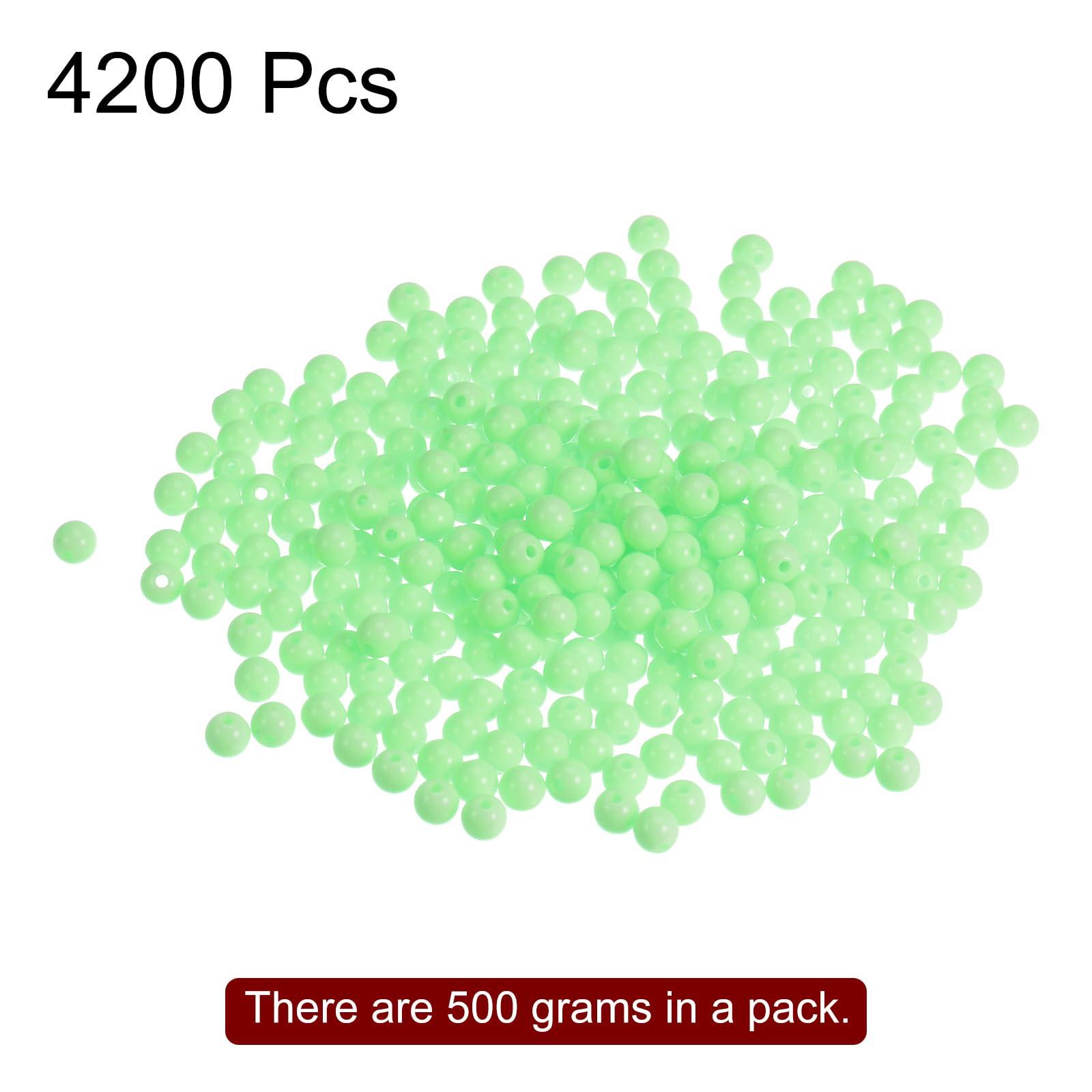 sourcing map 4200pcs Acrylic Round Beads 6mm Loose Bubble Craft Bead Assorted Candy Color for DIY Bracelet Earring Necklace Jewelry Making, Bright Green 2