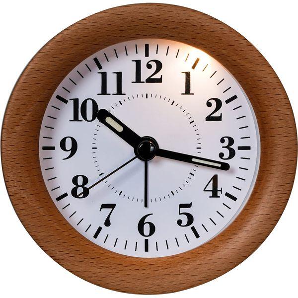 UberDeco 4 inch solid wood mantel alarm clock, nature wooden brown color 2
