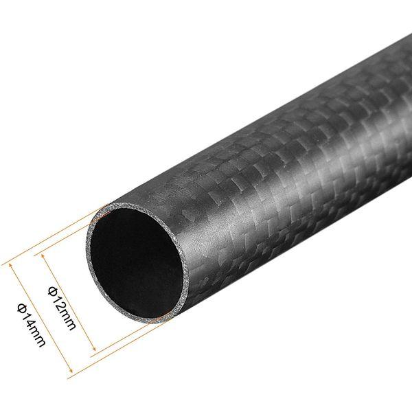 sourcing map Carbon Fiber Tube 14x12x500mm for RC Airplane Quadcopter Black Tube 3K Roll Wrapped Matt Surface 2
