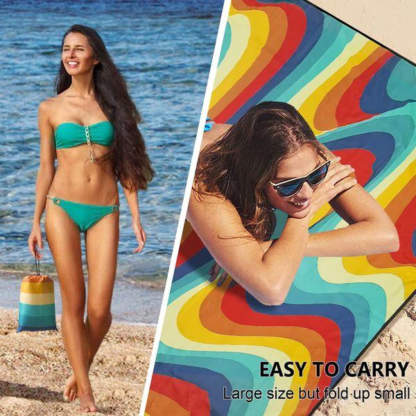 Beach Mat Picnic Blanket Extra Large 280x200cm Beach Mat Sandproof Waterproof Beach Blanket Outdoor Picnic Mat for Beach,Travel,Camping and Hiking -Portable Quick Drying Water Resistant - Multicolor 3