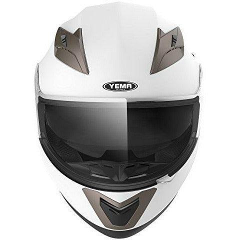 Motorbike Full Face ECE Helmet - YEMA YM-829 Racing Motorcycle Helmet with Sun Visor - White, XL 3