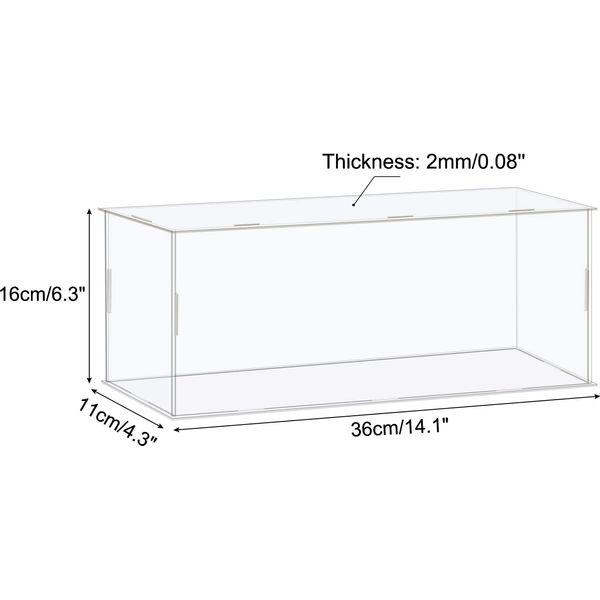sourcing map Acrylic Display Case Box Clear Dustproof Protection Showcase 36x11x16cm for Collectibles Display 1