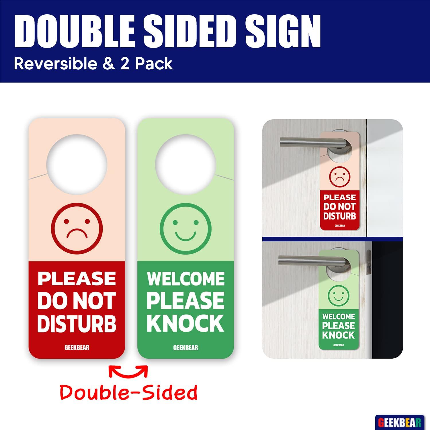 GEEKBEAR Do Not Disturb Door Hanger Sign (07. Cowboy) - 2 Pack - Reversible and Double Sided Privacy Office Sign - Please Do Not Disturb on Front and Welcome Please Knock on Back Side 2