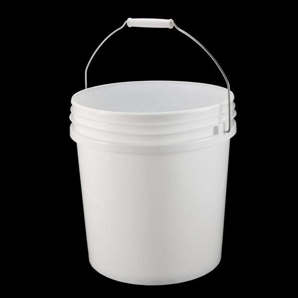 sourcing map Plastic Paint Pail Multipurpose Container 2.64Gallon/10L Paint Can Metal Handle and Lid, White 3