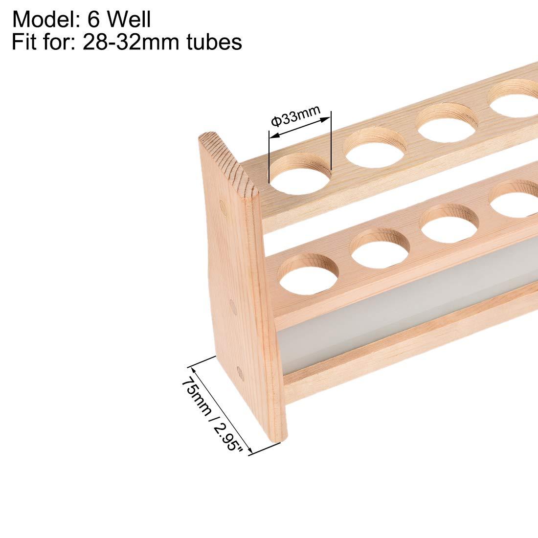 sourcing map Wooden Test Tube Holder Rack 6 Wells for 100ml Centrifuge Tubes 2