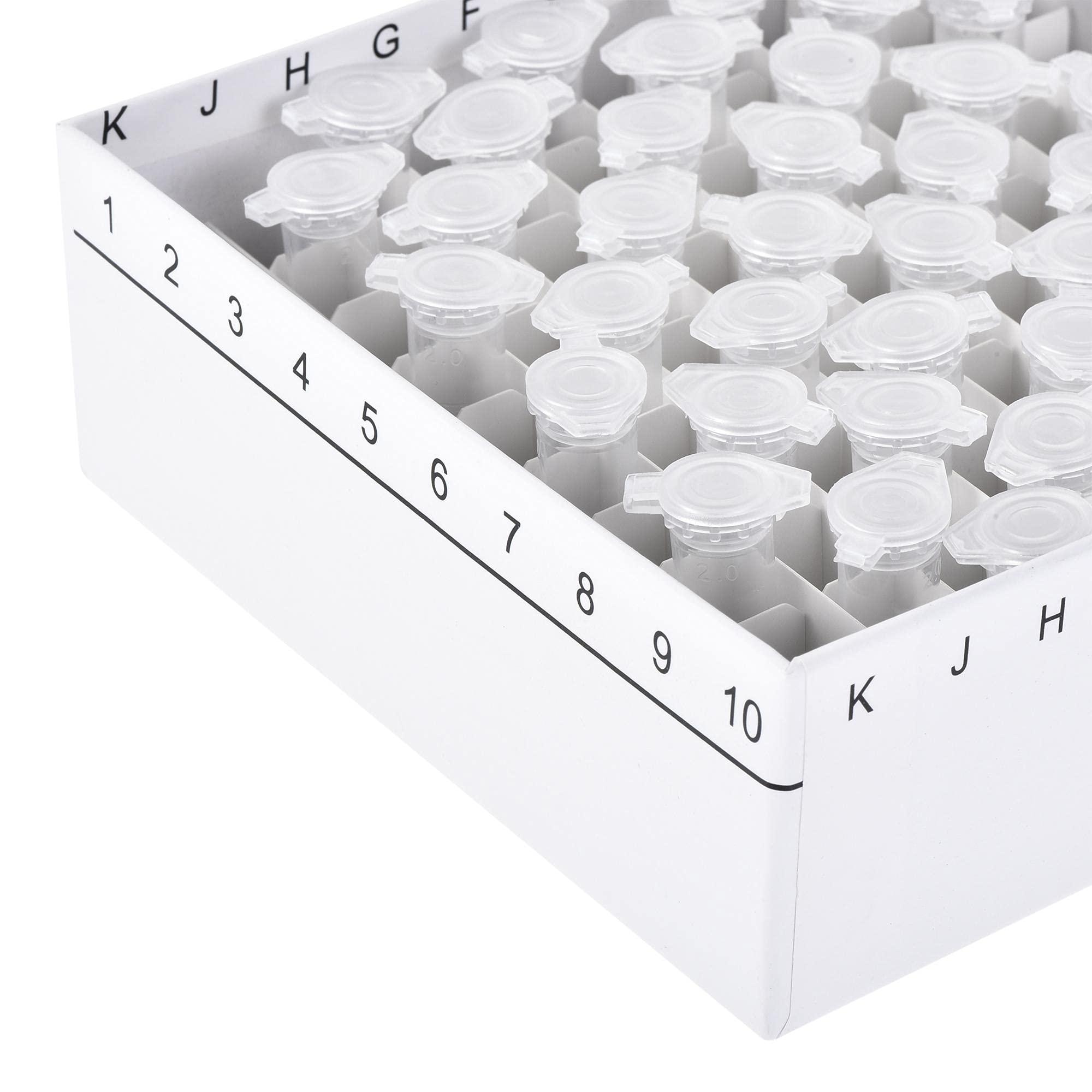 sourcing map Centrifuge Tube Freezer Storage Box 100 Places Waterproof Cardboard Cryogenic Holder Rack for 1.5/1.8/2ml Microcentrifuge Tubes Vials Samples, 6in1 Set 9