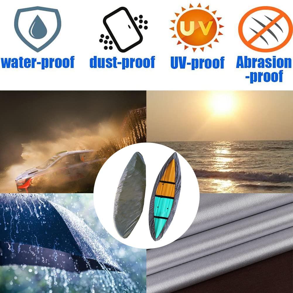 SaiDeng Waterproof 420D Kayak Cover,Oxford Cloth UV Protection Kayak Covers for Outdoor Storage, Universal Canoe Storage Dust Cover Sunblock Shield for Fishing Boat Paddle Board(11.8-13ft) 3