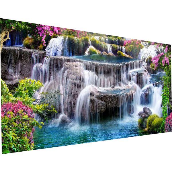 YALKIN 5D Diamond Painting Kits for Adults DIY Large Waterfall Full Round Drill (35.5x15.7inch) Embroidery Pictures Arts Paint by Number Kits Diamond Painting Kits for Home Wall Decor Christmas Day 0
