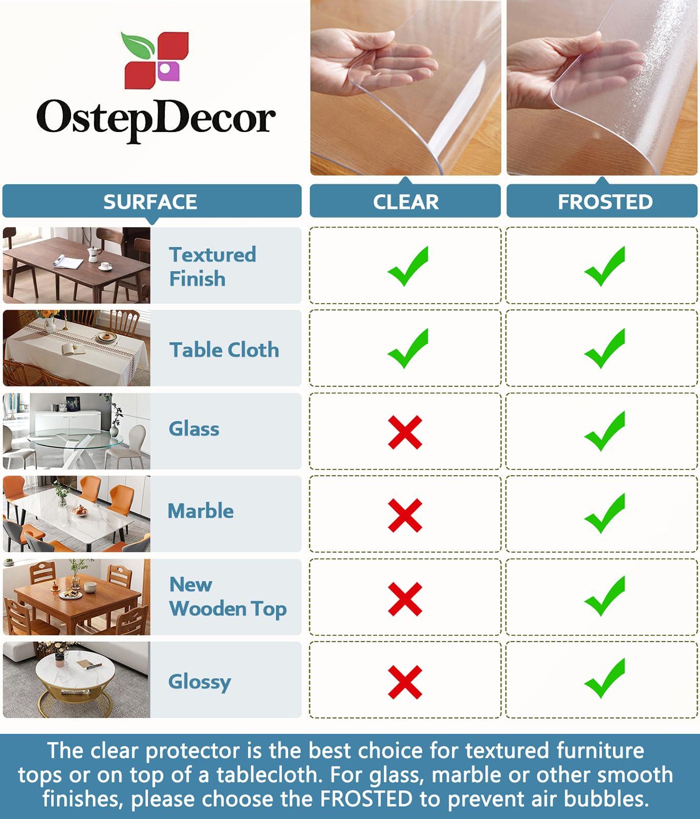 OstepDecor Clear Table Cover Protector, 75 x 135 cm Clear Table Protector for dining room tables, 1.5mm Thick Plastic Dining Table Cover, Dressing Table Mat, Clear Vinyl Table Top Protector for Home 3