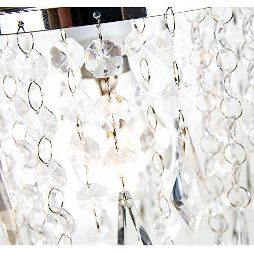 Modern Waterfall Design Easy Fit Pendant Shade with Clear Acrylic Droplets and Beads - Chrome Metal Rings - 16cm Diameter by Happy Homewares 2