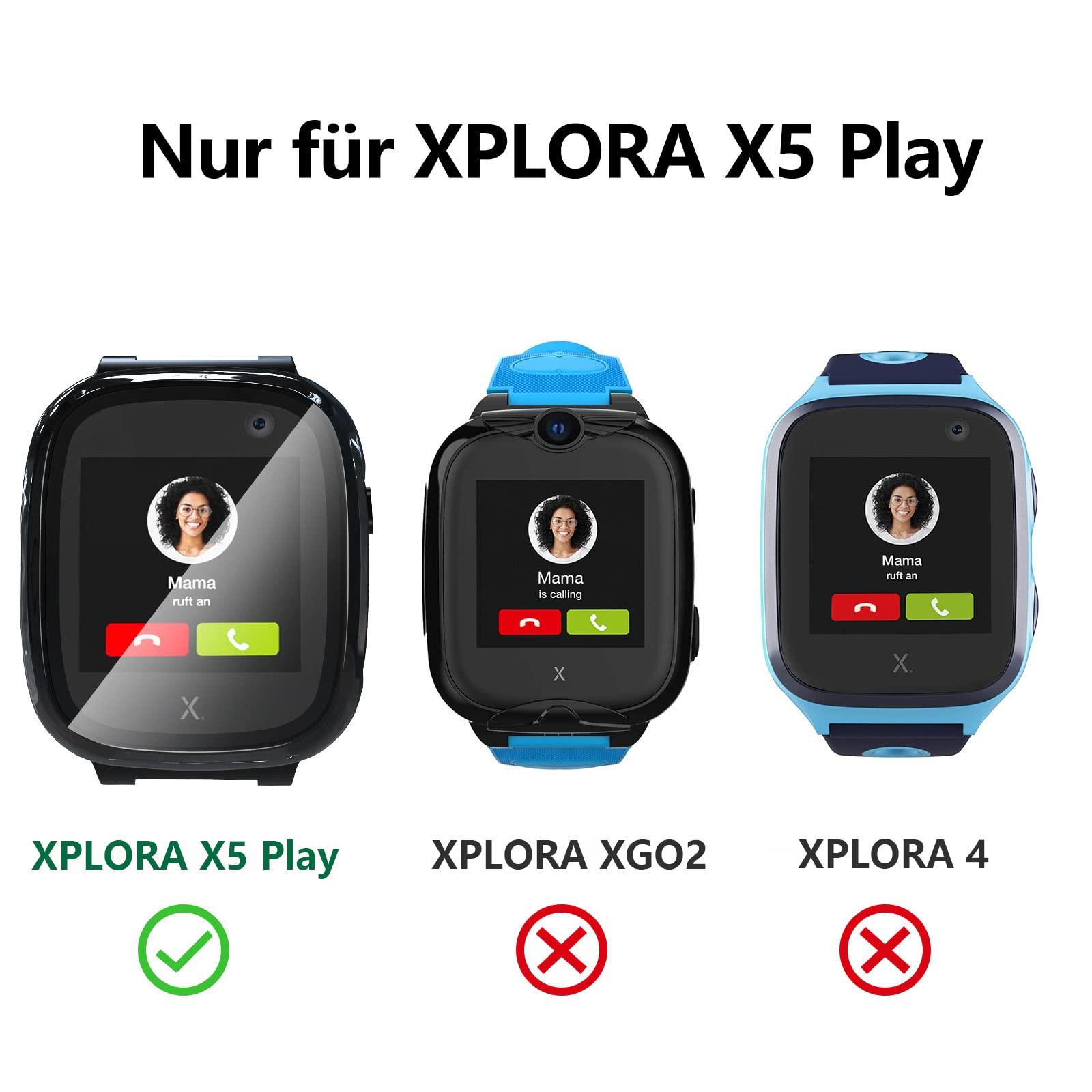 Kuaguozhe 1 Pack Black Case for XPLORA X5 Play Kids with HD Tempered Glass Screen Protector 360 Degree All-Round Protective Cover Ultra Thin Scratch-Resistant Case for XPLORA X5 Play Boys Girls 1