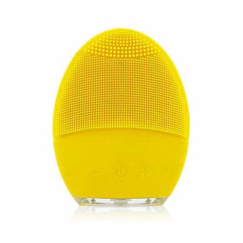 Sonic Facial Cleansing Brush, YUNCHI Y2 Food Grade Silicone Waterproof Portable Face Brush for Cleansing, Scrubbing and Exfoliating - Yellow 0