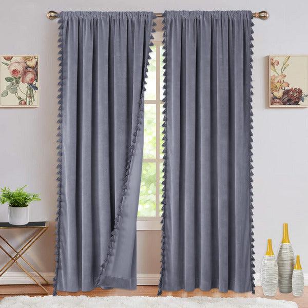 CAROMIO Velvet Solid Curtains, Blackout Soft Grommet Curtains Thermal Insulated Room Darkening Curtains Drapes Panles for LivingRoom Bedroom Christmas Grey 42 x 63 Inch