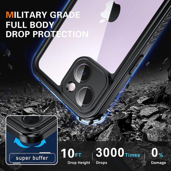 Joytra for iPhone 14 Case, IP68 Waterproof Case with [Built-in Screen Protector], 10FT Military Fully Body Shockproof Dustproof Phone Case for iPhone 14 6.1" - Black 2