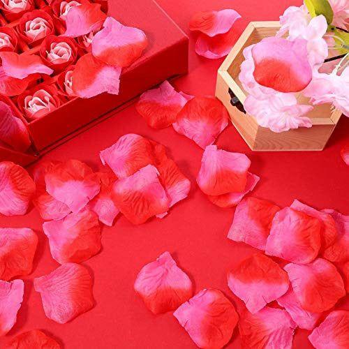 Heyu-Lotus 2000 Pcs Rose Petals, Artificial Silk Rose Petals for Wedding Valentine's Day Romantic Art Decoration Table Scatter Confetti(Peach) 4