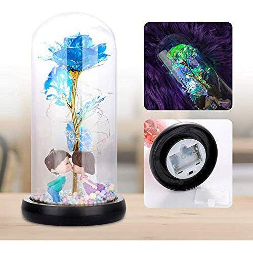 Ironhorse Unique Romantic Colorful Artificial Flower Gift Rose Light Decoration In Glass Dome Cover Home With LED Light ValentineS Day For Women Christmas Wedding Anniversary And Birthday ? 1