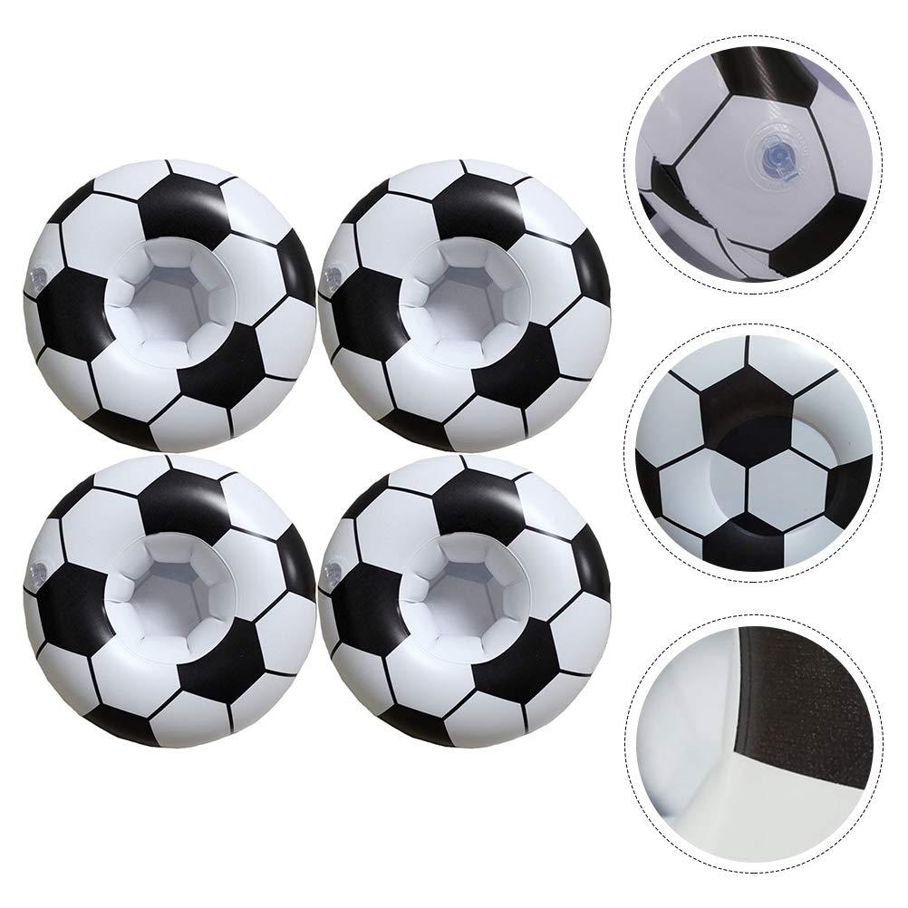 ABOOFAN 4pcs Inflatable Football Drink Cup Holder Beach Backdrop Coasters Party Favors 3