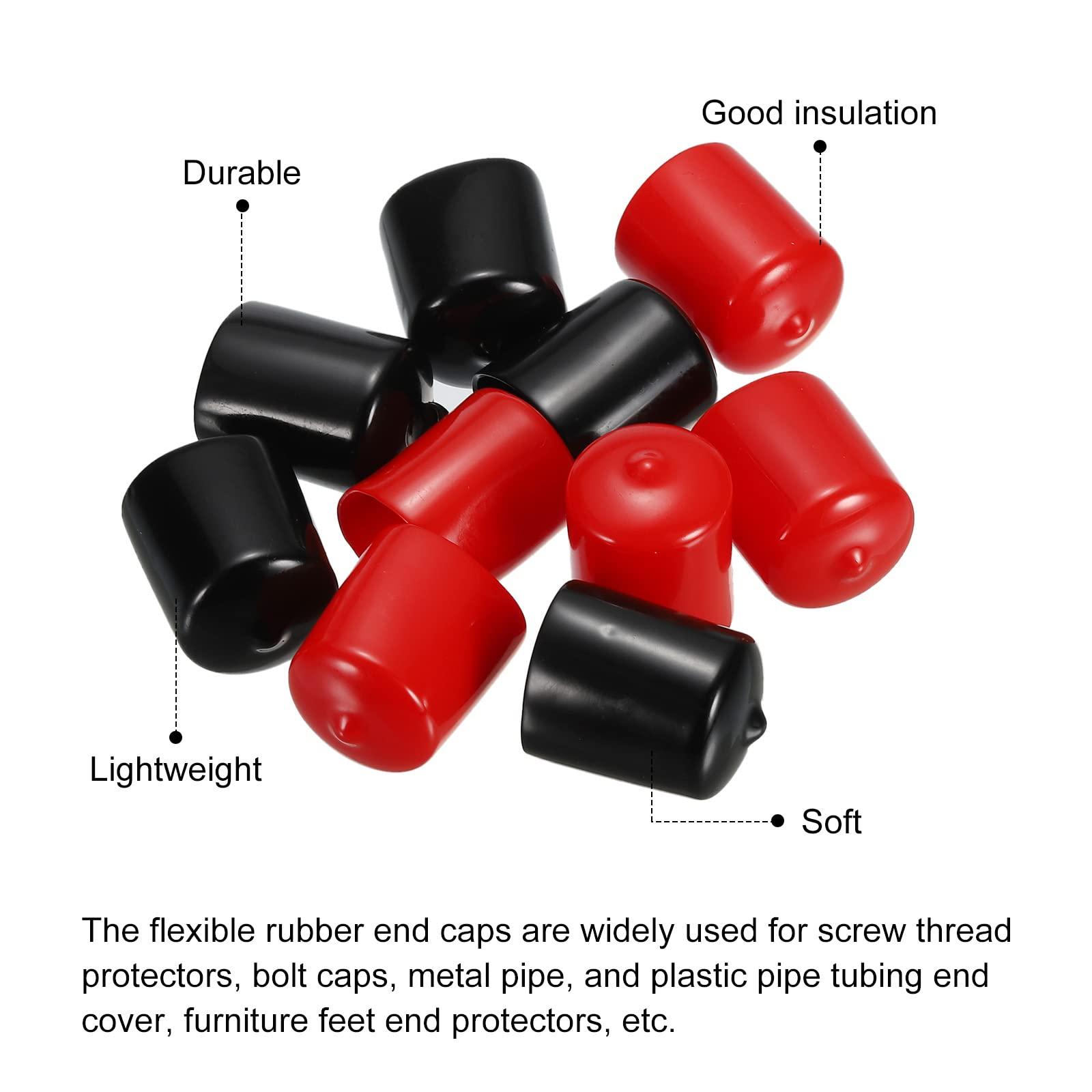 sourcing map 10pcs Rubber End Caps Cover Assortment 26mm PVC Vinyl Screw Thread Protector for Screw Bolt, Black Red 3