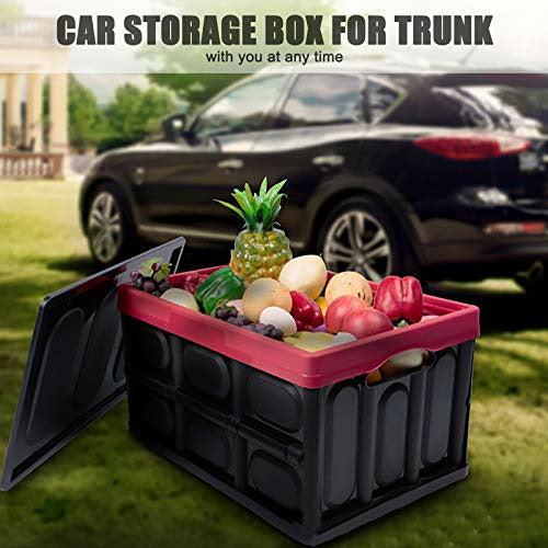 Tuevob 2 Pack Collapsible Storage Boxes Crates 30L Lidded Storage Bins Plastic Tote Storage Box Container Stackable Folding Utility Crate for Clothes, Toy, Books,Snack, Shoe Grocery Storage Bin-Black 3